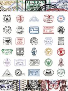 60 Stück/Pack Vintage Poststempel transparente Aufkleber zum Dekorieren von Gepäck, Kühlschrank, Büchern, Fenstern, Kleiderschränken, Schlafzimmertüren, Tagebüchern, Scrapbooking, Lernbelohnung, Hobby-Sammlung, perfektes Geschenk