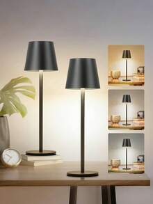 1 pieza Lámpara de escritorio inalámbrica recargable, iluminación y brillo ajustables, lámpara de mesa con altura ajustable, control táctil, diseño independiente, adecuada para comedor, dormitorio, exterior, restaurante, bar, oficina, lámpara de escritorio LED portátil con diseño de metal moderno, luz nocturna para dormitorio, lámpara LED moderna, lámpara de escritorio inalámbrica, lámpara de escritorio, pantalla, luz, luz inalámbrica, iluminación, llama - Multicolor - Ver 1
