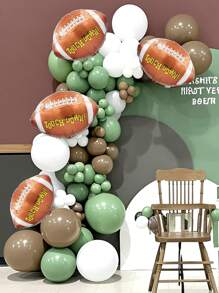 99 Stücke/Set Fußball Bogen Dekorationsset, enthält Fußball Folienballons, grüne, khakifarbene, weiße Latexballons, geeignet für Themenfeiern, Geburtstage, Sportdekorationen, Innen- und Außenfotorequisiten