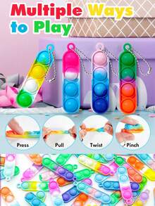 48pcs Mini Pop Fidget Keychain, Bulk Mini Fidget Toys, Party Gifts For Children Aged 3-8, Classroom Prizes For Children Aged 8-12, Easter Party Gifts, 4 Shapes Of Mini Pop Keychain Toys, Small Classroom Prizes For Children, School Year-End Student Gifts, Party Bag Fillers Kids, Birthday Toy (4 Shapes Mixed, Random Color And Style)