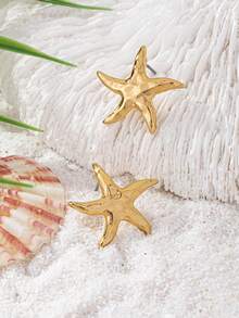 1 Pair Elegant Minimalist Starfish Earrings - Yellow Gold - View 3