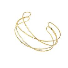 6件铁合金金臂环套装金属简约风格开口手镯适合女士夏季海滩度假、休闲约会佩戴