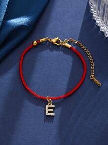 Minimalist Red String Titanium Steel Single Gold Bead Lucky Charm Bracelet