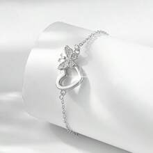 1 Stück elegantes Schmetterling-Herz 925 Silber Damen Armband mit Zirkonia Steinen, geeignet für Hochzeit, Feiertage, täglichen Gebrauch, Geschenke