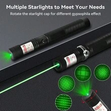 1pc Rechargeable High Power Green Laser Pointer Starry Cap: Powerful Green Laser Beam Pointer For Astronomy Demonstrations, Outdoor Camping, Cat Toys - one-size - View 3