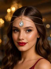 1pc Multi-Layer Water Drop Bride Wedding Hair Chain, Rhinestone Hair Jewelry, Sexy Headdress, Hair Accessories, Hair Jewelry, Head Pieces Jewelry