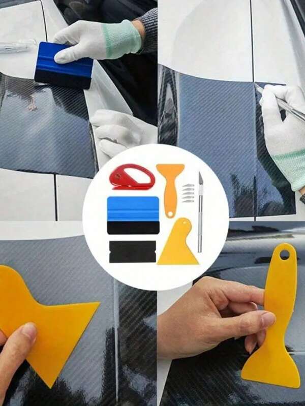 Kit de ferramentas para envelopamento de vinil automotivo, ferramentas para instalação de películas de janela, rodo para envelopamento, ferramenta para alisamento de papel de parede, rodo de feltro, raspador rígido, ferramenta para aparar vinil para envelopamento de carros e instalação de papel de parede