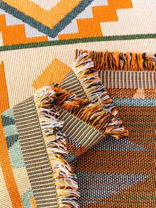 波西米亚风沙发套，几何图案单件沙发套，带流苏 - 可机洗，宠物友好型沙发保护套，适用于1/2/3/4座沙发，家居装饰必备单品 - 彩色 - 查看 10