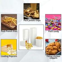 10 件白色爆米花盒、迷你纸质爆米花容器、派对和节日用纸板爆米花架