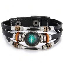 Zodiac Signs Spirit Bracelet Zodiac Bracelet For Women Men Adjustable 12 Constellation Bracelet Multilayer Zodiac Black Leather Bracelets Zodiac Sign Wrap Bracelet For Women Men Birthday Jewelry