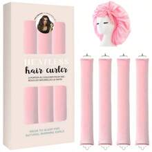5 Piece Set No-Heat Curler, Bow Curlers, Shower Cap Set, Create Big Waves Sleeping Curlers, Satin Sleep Cap & Accessories, Multi-Function Styling Accessories Suitable For All Hair Types, Suitable For Work, Yoga, Cooking, Sports And More, Hair Styling, Hair Stuff, Curly Hair Products ,Hair Accessories