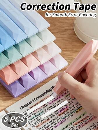 Aesthetic Beauty Correction Tape 5 PCS,For Smooth Error Covering,School Exams & Office Documents School Supplies,Back To School