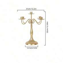 1pc Vintage Gold Candle Holder - Metal Candelabra With 3 Or 5 Arms, For Formal Events, Weddings, Churches, Holiday Decorations, Christmas - Cone Shaped Candle Stand - Decor Accessory