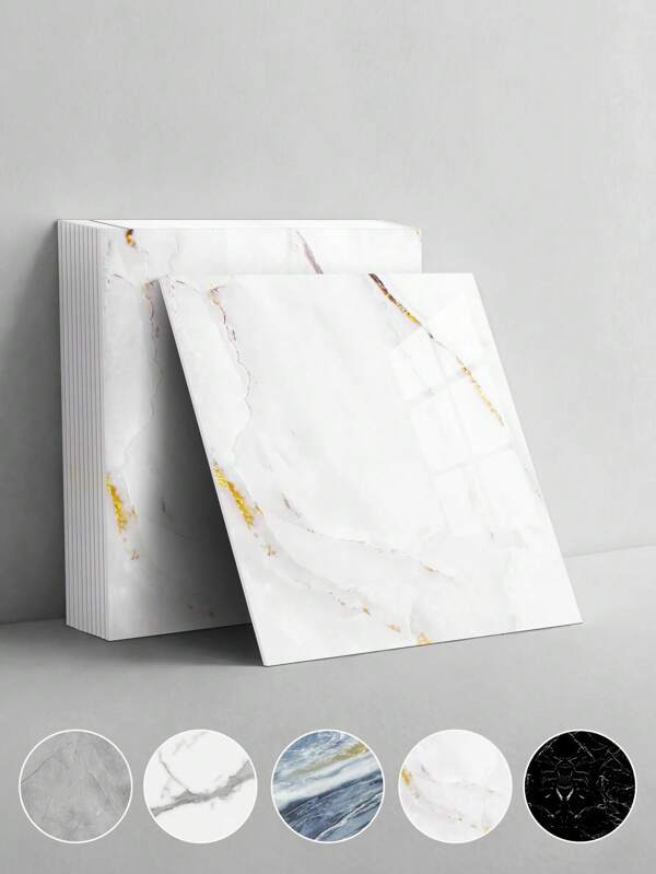 10pcs Marble Wall Stickers, Self-Adhesive Polyethylene Wall Panels, Waterproof And Moisture-Proof, Easy To Peel And Stick Wallpaper, Suitable For Home Decoration In Living Room, Kitchen, Bathroom And Bedroom