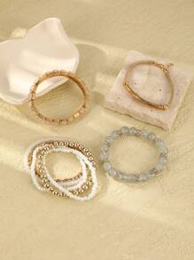 Conjunto de 8 pulseiras de liga de estilo elegante para mulheres