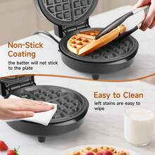 Aigostar Round Waffle Maker With Non Stick Deep Fill Plates, Adjustable Temperature Control, Belgian & American Waffle Machine, Cool Touch Handle, 1000W - Crunchy - UK Plug(220-240V) - View 5