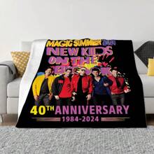 1pc New Music Youngsters On The Band Graphic Throw Blanket - Soft Flannel Lightweight Blanket For Sofa And Bed Decoration, 60in X 50in, 297gsm Single-Side Digital Printing, Four-Season Polyester Blended, Mixed Colors, Charming Style