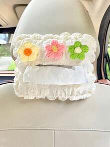 1pc Car Mounted Tissue Box Hanging Style Creative Cute Car Interior Seat Back Drawstring Box Women's Car Armrest Box Napkin Paper Bag - one-size - View 14