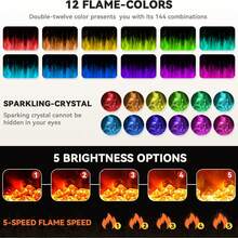 50Inch Electric Fireplace Inserts Ultra - Thin 750/1500W Electric Fireplace Heater Freestanding Wall Mounted Or Recessed With Adjustable Multicolor Flame And Timer - US B Type Plug(110-127V) - View 6