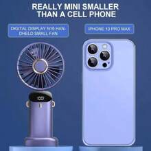 New Handheld Small Fan USB Portable Digital Display SilentOffice DeskStudent On Dormitory Charging Outdoor Fan,1PC Portable Handheld Fan, With LED Display, Handheld/Neck/Desk 3 In 1 Personal Small Fans, 90° Foldable Desk Fan With Base, 5 Speed Lash Fans Makeup Fan For Women Mini Portable USB Fans With 6 Speeds
