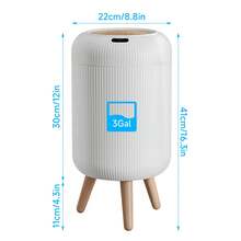 Senmeo 1PCS 3 Gallon/11 Liter Smart Sensor Trash Can, Motion Sensor Trash Can, Removable Tall Leg Design, Odor Resistant Sealed Lid, Silent Auto On/Off, Plastic Trash Can For Kitchen, Bathroom, Bedroom, Living Room, Office And Outdoor Narrow Space - 白色 - 查看 8