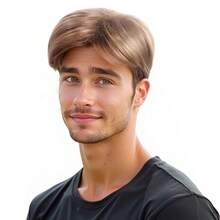 Men's Invisible Hair Topper - Short Straight Synthetic Fiber, Natural Styling, Suitable For Thinning Hair Or Bald Spots, Heat Resistant, Secure Fit - Multicolor - View 4