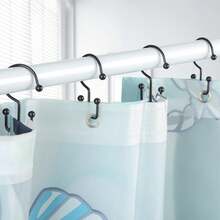 24 Pcs Shower Curtain Hooks, Goowin Shower Curtain Rings, Durable Rust Proof Black Shower Curtain Hooks, Shower Rings For Curtain, Double Glide Shower Curtain Hooks For Shower Curtain Rods, Black - 黑色 - 查看 6