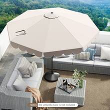 Lifezeal 10 FT Patio Umbrella With Crank Tilt Adjustment Ruffles Vented Top 8 Ribs - 米色 - 查看 3