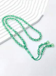 66 piezas de 8mm Pulsera de cuentas de cristal llanas con borlas, cuentas de rosario árabe