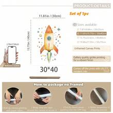 宇宙梦想家婴儿房三件套：1/3 太空冒险版画，配有漂浮的宇航员、土星环和复古火箭 - 独家婴儿星系墙饰套装。太空婴儿房装饰，宇航员婴儿墙饰，漂浮的星球版画，复古火箭婴儿房装饰， - 彩色 - 查看 15