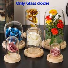1pc Glass Cover, Blind Box, Preserved Flower, Doll Display, Glass Display Dome With Soft Wood Bottom, Mason Jar Dome, Vase Display Box, Transparent Dome-Shaped Jar Display Box, For Crafts, Plants, Lights, Succulents, Trophies, Pocket Watches Desktop Centerpiece Decor, Home Christmas Party Gift Decoration