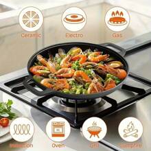 1 pieza Sartén de hierro fundido, sartén antiadherente sin revestimiento para panqueques, utensilios de cocina multifuncionales antiadherentes, aptos para pizza, a la parrilla, panqueques - compatibles con todas las estufas, incluyendo eléctricas, de inducción y de gas, ideales para la cocina del hogar y la cocina al aire libre