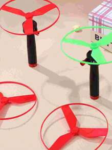 1/2/3/4/5 Sets Random Color Plastic Pull Line UFO Flying Disc Toy, Flying Saucer, Flying Disc Launcher Toy For New Year/Halloween/Thanksgiving/Christmas/Birthday Gifts, Plastic Toy, Party Small Gift, Stress Relief Toy, Decompression Toy, Indoor/Outdoor Toy