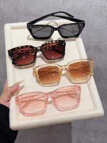 4pcs Classic Square Frame Glasses Set, Casual Decorative Glasses Made Of High-Quality PC Material, Lightweight & Portable For Daily Wear, Suitable As Party/Holiday Gifts
