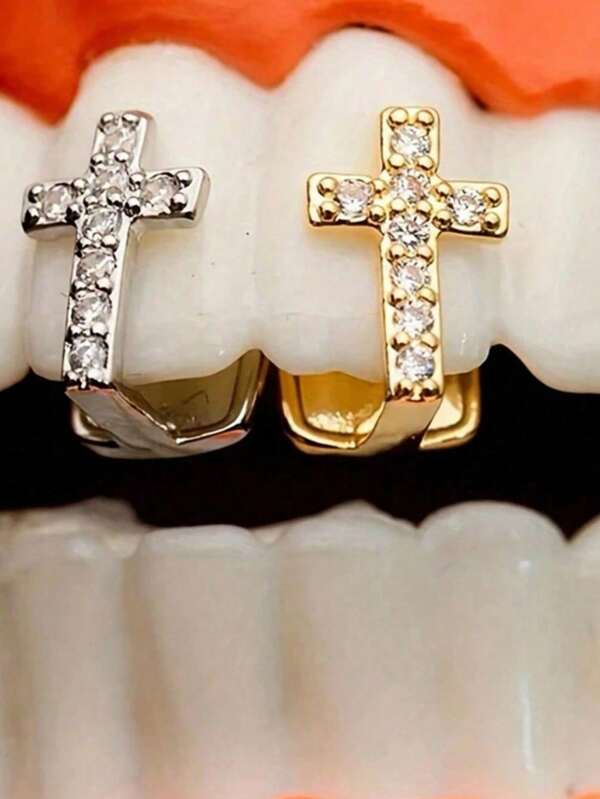 Grillz Gold Tooth Cap Grillz Teeth Men Gold Teeth Grills For Your Teeth Gold/Silver Single Grillz For Women Gold Jewelry Hip Hop Rapper Costume