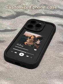 Funda de teléfono personalizada con nombre compatible con Apple iPhone, funda de teléfono con diseño de nombre personalizado, funda de teléfono personalizada con tema de reproductor de música compatible con iPhone 11/12/13/14/15 Pro Max, Galaxy A15/A25/A35/A55/S23/S24 Ultra, Redmi, OPPO - Negro - Ver 4