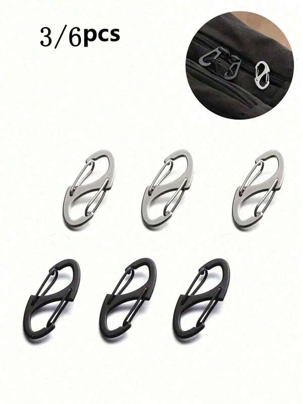 3/6pcs Anti-Theft Zipper Puller Suit, Zipper Clips To Keep Zippers Closed, Backpack Buckle Clips With Metal Hooks For Outdoor Camping, Multi-Functional For School, Teacher Gifts, Back To School Supplies Travel Essentials Travel Accessories Vacation Summer Holiday