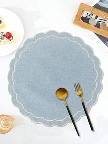 1/2/4pcs Fabric Festival Table Mats, Suitable For Wedding Party Table Decoration, PVC Foil Placemats, Simple & Fashionable, Coffee Coasters, Anti-Slip Heat Insulation Pads For Wedding, Holiday Celebration, Picnic, Birthday Party Table Setting Placemats