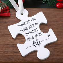 1pc 2D Acrylic Puzzle Pendant, Infinite Gratitude, Precious Friendship Acrylic Puzzle Ornament - The Perfect Gift For Best Friends And Teachers, Convey Heartfelt Sentiments, Christmas Tree Decoration Home Decor Christmas Decorations Room Decor