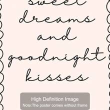 1 Stück ungerahmte Poster Leinwanddrucke "Sweet Dreams Goodnight Kisses" mit Typografie-Zitat, für Studentenwohnheim, Schlafzimmer, moderne Heimdekoration, über dem Bett