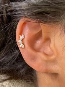 S925 纯银心形平背穿孔耳环 16G 螺纹耳轮耳环耳屏耳环海螺耳环叠戴耳环