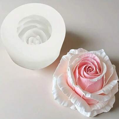 优雅粉白玫瑰硅胶模具 - 高品质可重复使用柔性模具，适用于树脂浇铸、粘土、香氛首饰制作、DIY工艺品 - 情人节、母亲节礼物、浪漫家居装饰花卉摆件、树脂艺术用品、多功能工艺工具