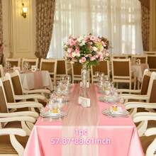 1pc Rose Gold Satin Table Cloth, Romantic Polyester Rectangle Tablecloth Suitable For Valentine's Day, Wedding, Holidays, Birthdays And Banquets, Parties, Ideal For Creating A Festive And Elegant Atmosphere, Wedding Decor - Solid Color - View 38
