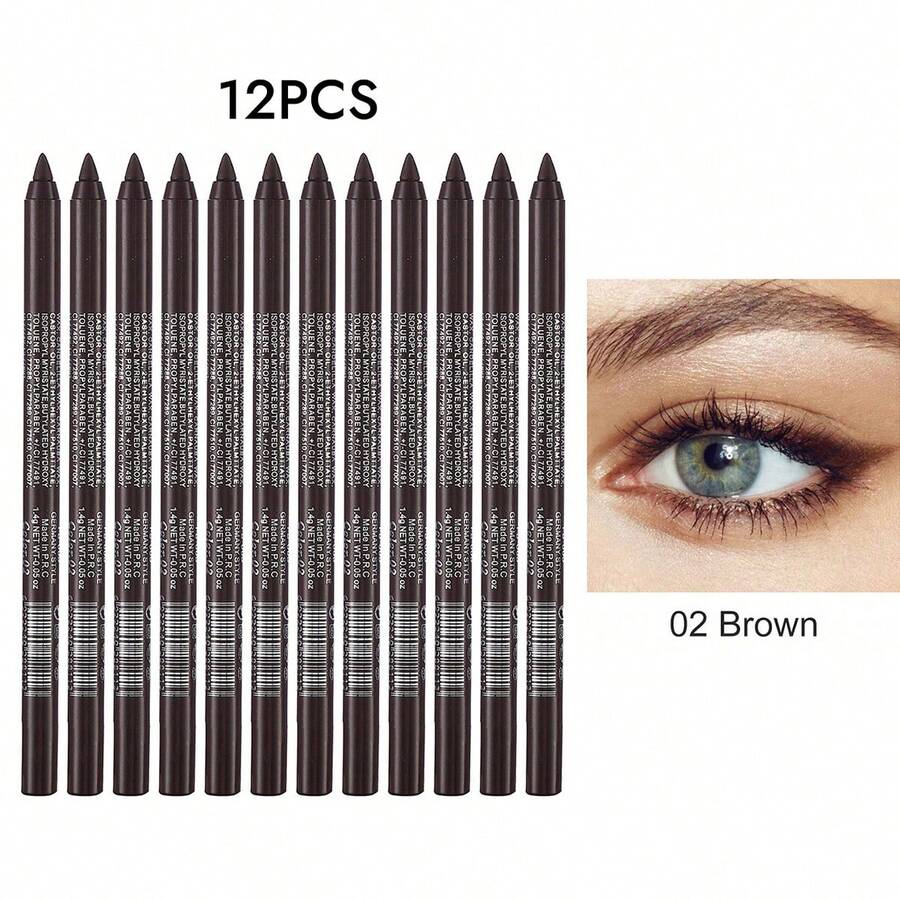 12PCS Colored Eyeliner Gel Pens Automatic Rotating Glue Eyeliner Pen Waterproof, Not Easy To Remove Makeup Lasting, Not Easy To Smudge The Glue Eyeliner Pen - Nhiều màu - Xem 1