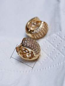 18k Gold Faux Rhinestone Earrings - Ins Style, Birthday Or Wedding Gift Accessory (Affordable Luxury) - Small C Five-row Drill - View 5