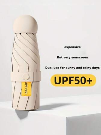 Simple Solid Color Umbrella Sun Umbrella Small And Portable Umbrellla Sunscreen Sunshade UV Protection Umbrella Sunny And Rainy Dual-Use Umbrella Men Women Mini Folding Pocket Umbrella