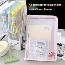 Book Sleeve With Zipper, A4 Clear Book Pouches Waterproof Book Covers Protector With Binder, Book Bags Organizer For School Classroom Library Pockets Students, Gifts For Book Lovers (Yellow, 1) - 黃色 - 查看 2