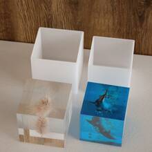 Pacote com 4 moldes de resina em cubo, 4 tamanhos, moldes quadrados de silicone transparente, 5/4/3/2 cm de profundidade, molde quadrado de silicone transparente para fundição de resina epóxi, moldes para preservação de flores