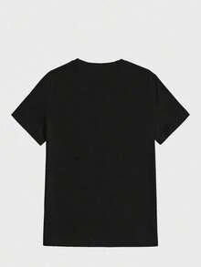 Big And Tall Men, Raccoon Fun Slogan Print Stylish Funny Graphic Black Tee, Casual Soft Short Sleeve Oversized Pure Cotton 220g Pattern Printed T-Shirt - 黑色 - 查看 2