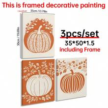 3PCS Halloween Pumpkin Wall Art Print Spooky Pumpkin Poster Kitchen Living Room Wall Decor, Farmhouse Print, Canvas Halloween, Room Decor Aesthetic, Posters For Room , Canvas Wall Art, Optional Frame,Wall Decor, Bedroom Decor. ,Halloween Decor Home Decor Fall Decor
